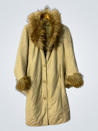 Tan Faux Fur Trimmed Coat