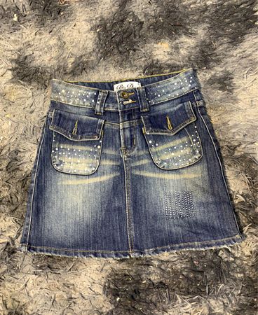 Blu Girl Jeansrock mit Strassverzierungen
