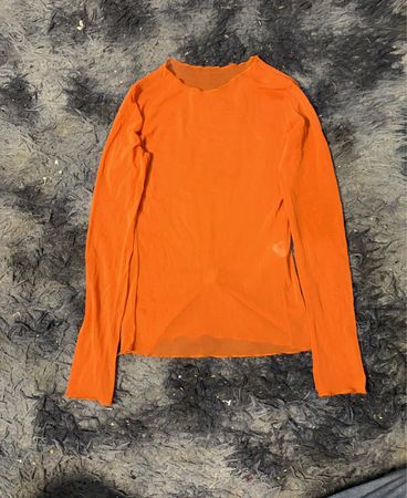 Orange Langarm-Mesh-Top