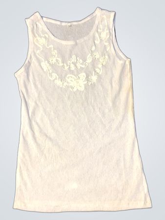 Weißes Tanktop mit floralem Stickereimuster
