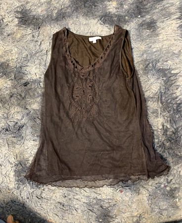 Ärmelloses, besticktes, transparentes Tanktop für Damen