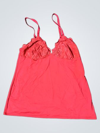 Rote Spaghettiträgershirt mit Spitzenbesatz