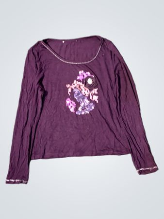 Lila Langarmshirt mit Paillettenverzierung