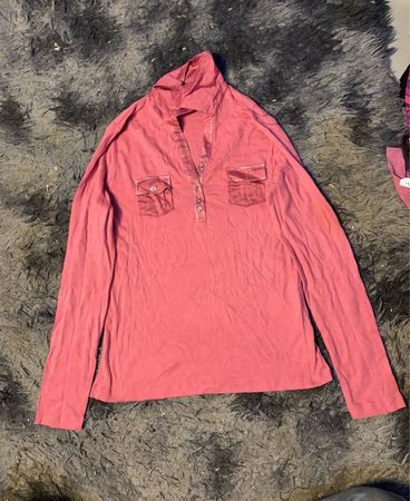 Pink Langarmhemd mit Taschen