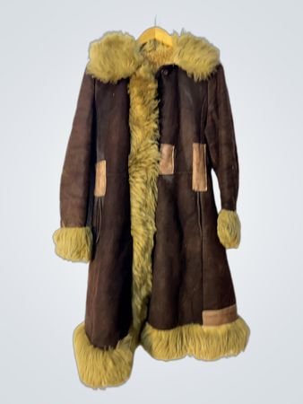 Brown Suede and Fur Trimmed Coat