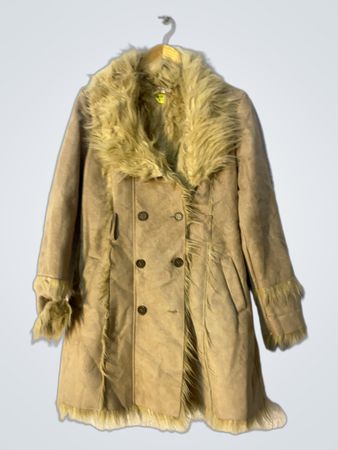 Tan Faux Fur Trimmed Coat