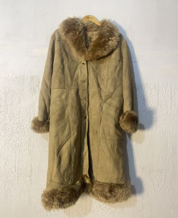 Shearling Coat with Fur Trim
