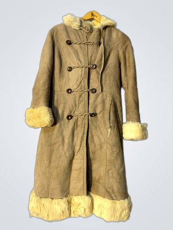 Shearling Coat with Fur Trim