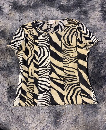 Dee Boutique Zebra Print Mesh Top
