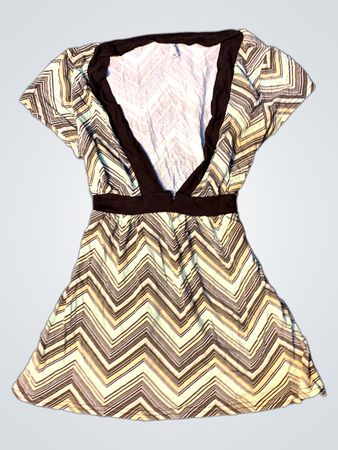 Damen Chevron-Druck V-Ausschnitt Kleid