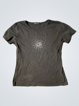 Schwarzes T-Shirt mit Strassdetail