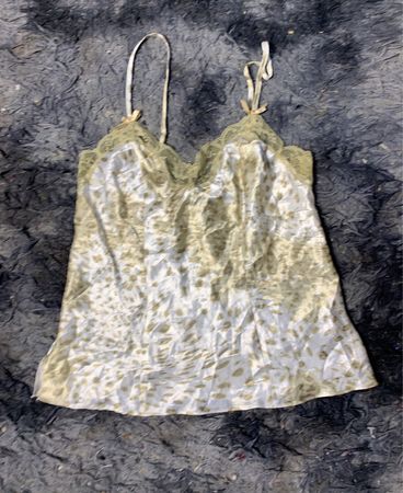 Satin-Leopardenmuster-Camisole mit Spitzenbesatz