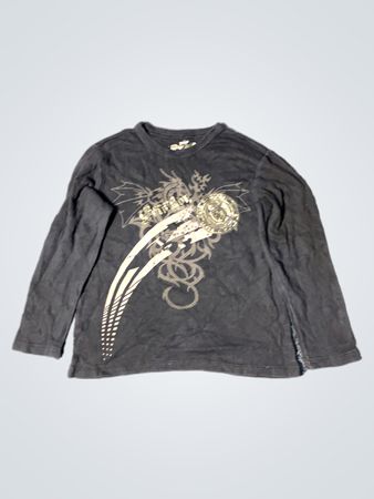 Schwarzes Langarmshirt mit Drachengrafik