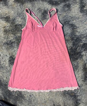Rosa durchsichtiger Babydoll-Kleid