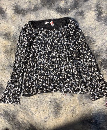 Schwarzes Pailetten-Longsleeve