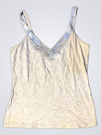 Graues Tanktop mit Paillettenriemen
