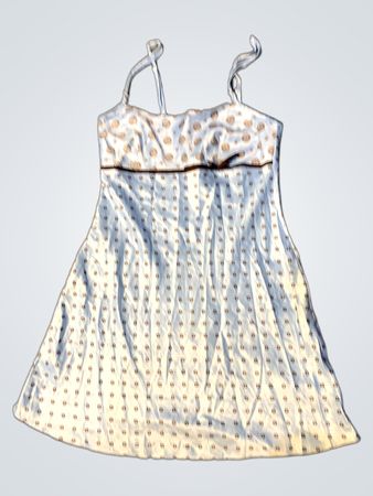 hellblaues Slip-Kleid mit braunem Muster