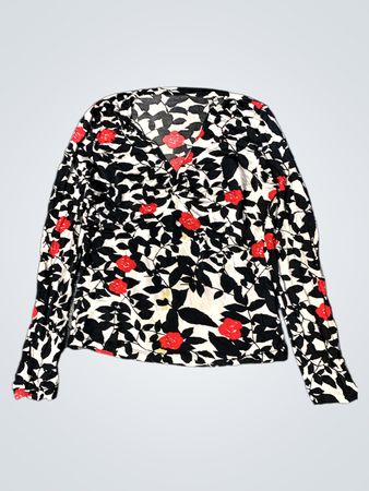 Langarm-Blumenmuster-Top