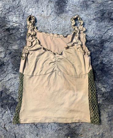 Tanktop mit Raffung und Netzpaneelen