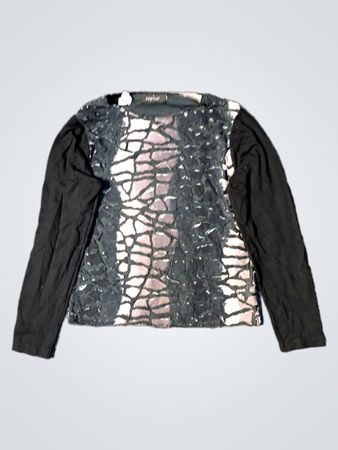 Zophie Schwarz und Grau gemustertes Langarmshirt