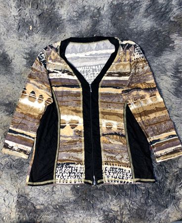 Bedruckte Zip-Up Strickjacke