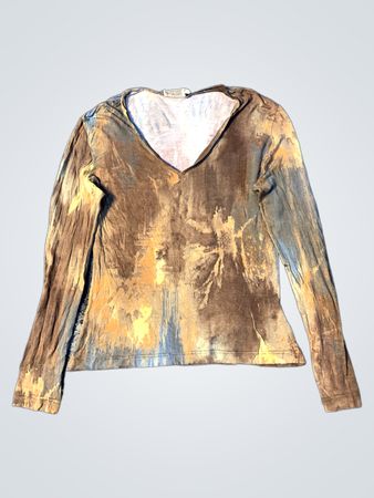 Opaline Langarm V-Ausschnitt Top mit abstraktem Druck