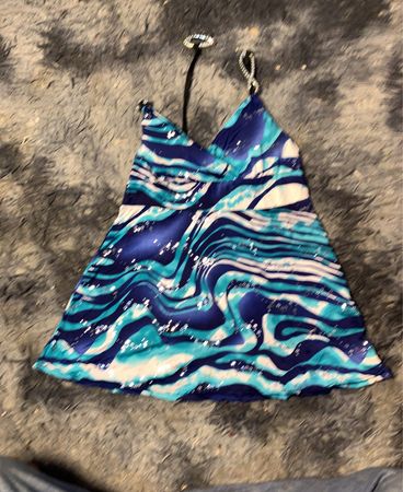 Blau und Weiß Abstrakt Druck Tanktop