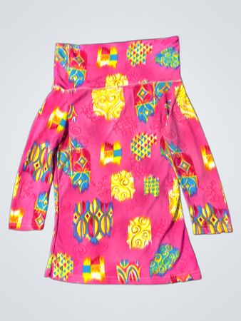 Rosa Langarm-Tunika mit geometrischem Muster