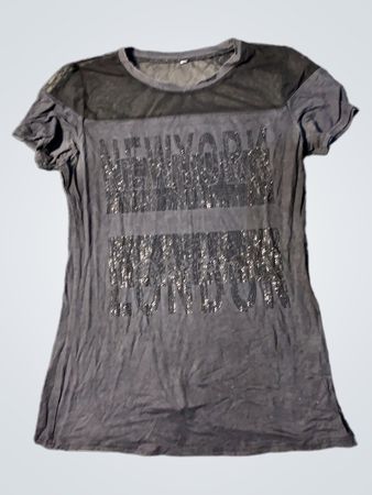 T-Shirt mit Pailletten-Detail "NEW YORK LONDON