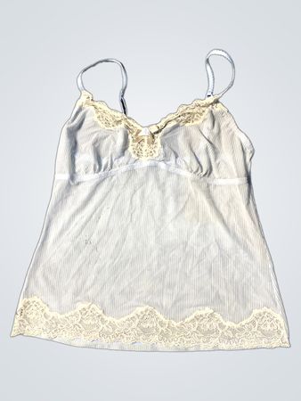 Hellblau gestreiftes Top mit Spitze