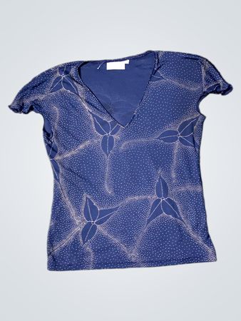 Hennes Collection Blau V-Ausschnitt T-Shirt mit Sternmuster