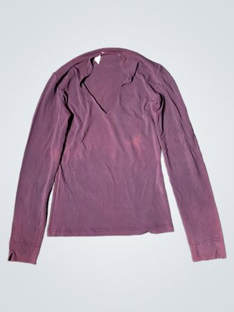 Lila Langarm V-Ausschnitt Oberteil
