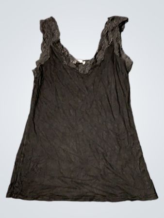 Schwarze Spitzenbesatz-Trägerbluse