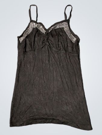 Schwarzes gerafftes Top