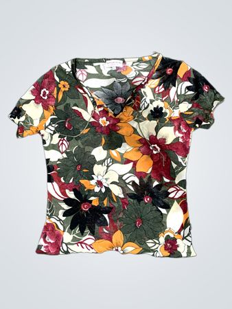 WISSMAC Kollektion florales Muster V-Ausschnitt T-Shirt