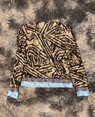 MASK Zebra-Print Langarmoberteil mit blauen Akzenten