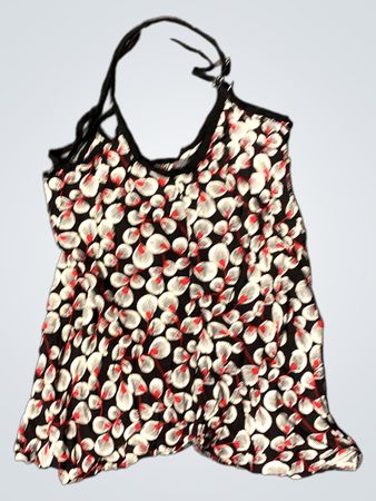Schwarzes Tanktop mit rotem und weißem Muster