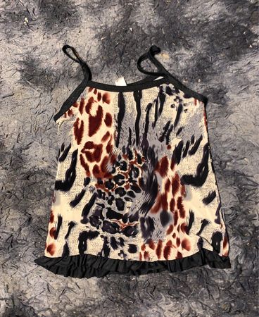 Tierdruck-Cami mit Rüschensaum