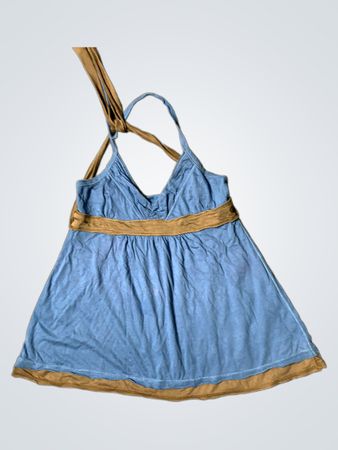 Blauer Trägershirt mit braunem Rand