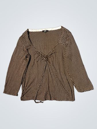 Braunes Polka-Dot Langarmoberteil