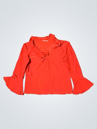 Rotes langärmliges Rüschenshirt