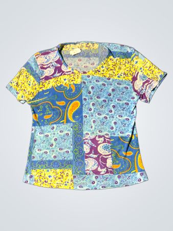 Patchwork Paisley Druck T-Shirt