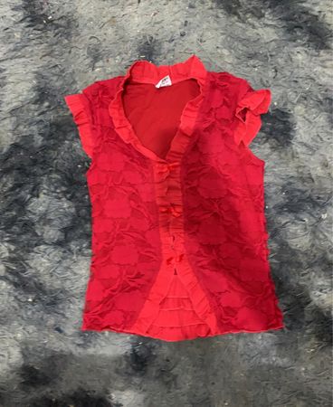 Roter Spitzen Tops ohne Ärmel