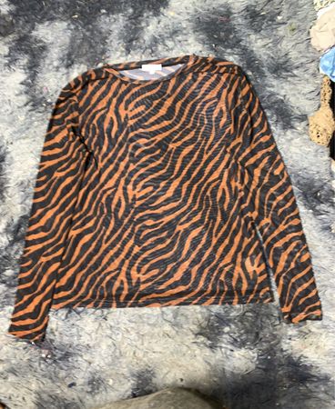 City Life Zebra Print Mesh Langarmtop