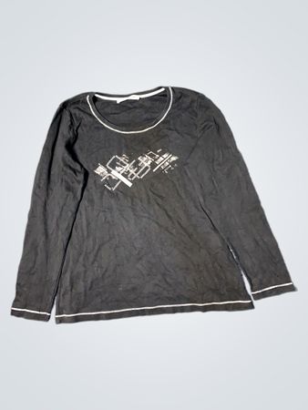 Christine Laure Schwarzes Langarmshirt mit grafischem Detail
