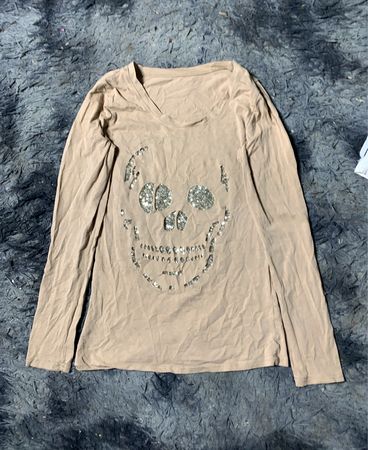 Langarmshirt mit Totenkopf-Graphic