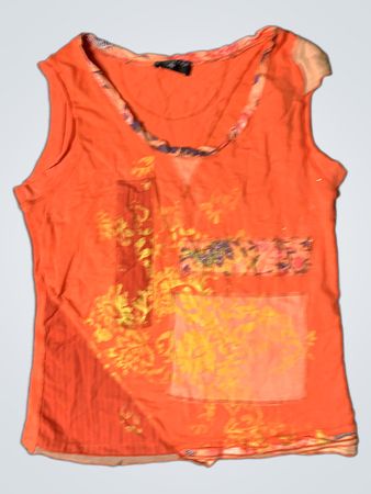One Step Orange Floral Tank Top