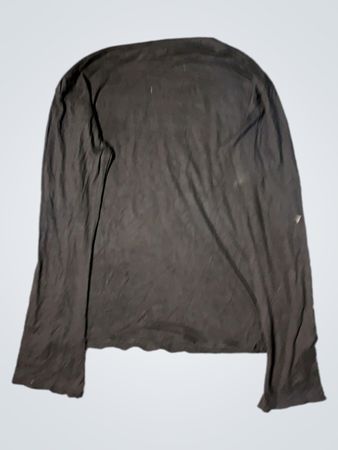 Schwarzes Langarm-T-Shirt mit Schwan-Grafik