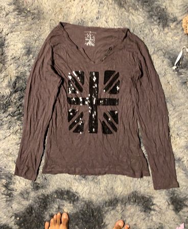 Langarmshirt mit Union Jack Pailletten-Design
