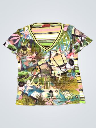 Piazzale Multicolor Printed V-Neck T-Shirt